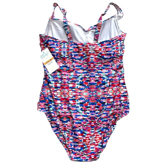 Beach Party Multicolor One Piece Swimsuit Underwire Shirred Size 20 NWT - Picture 3 of 8